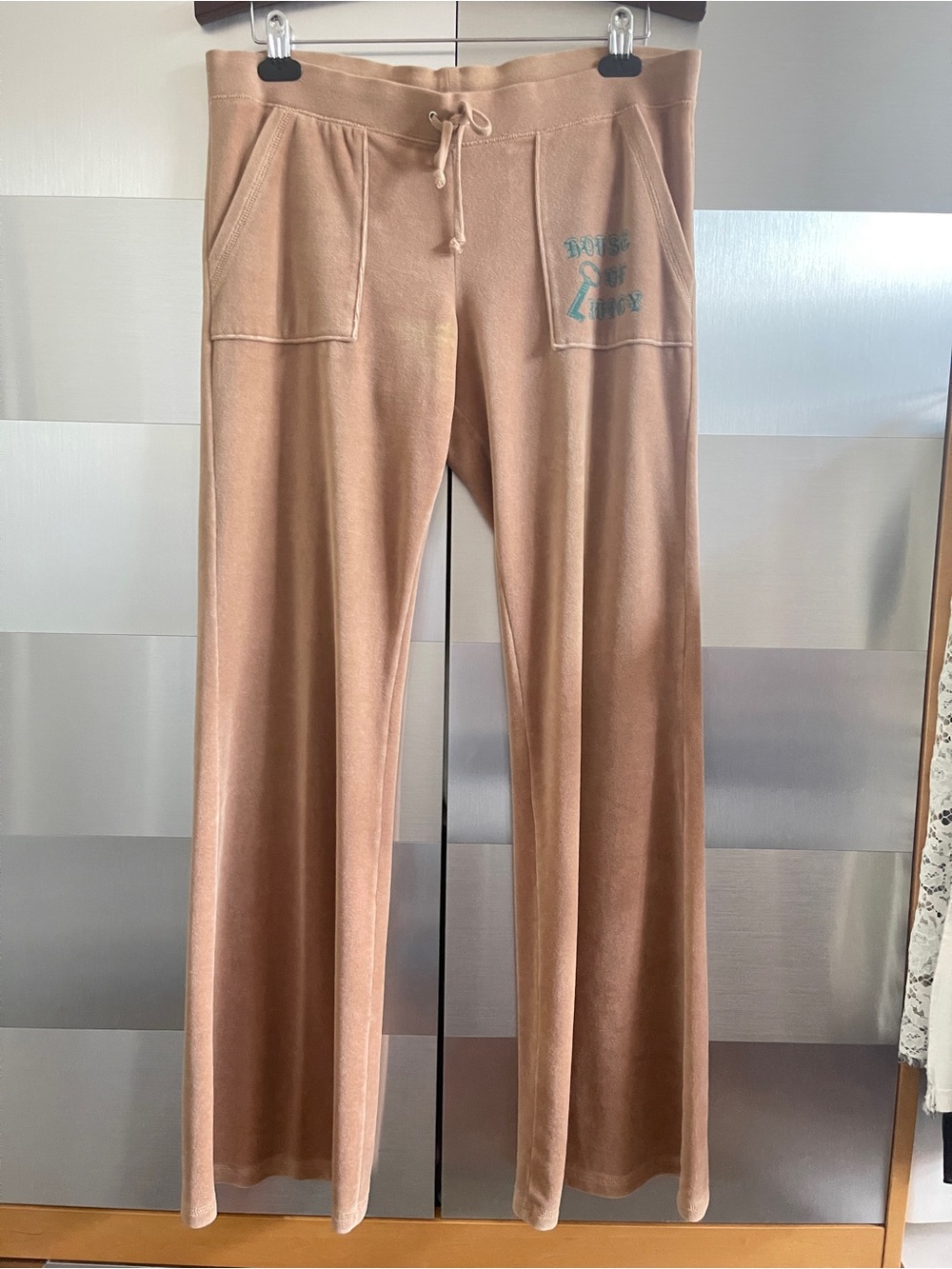 Juicy Couture Dusty Light Brown Boot-Leg Velour Sweatpants